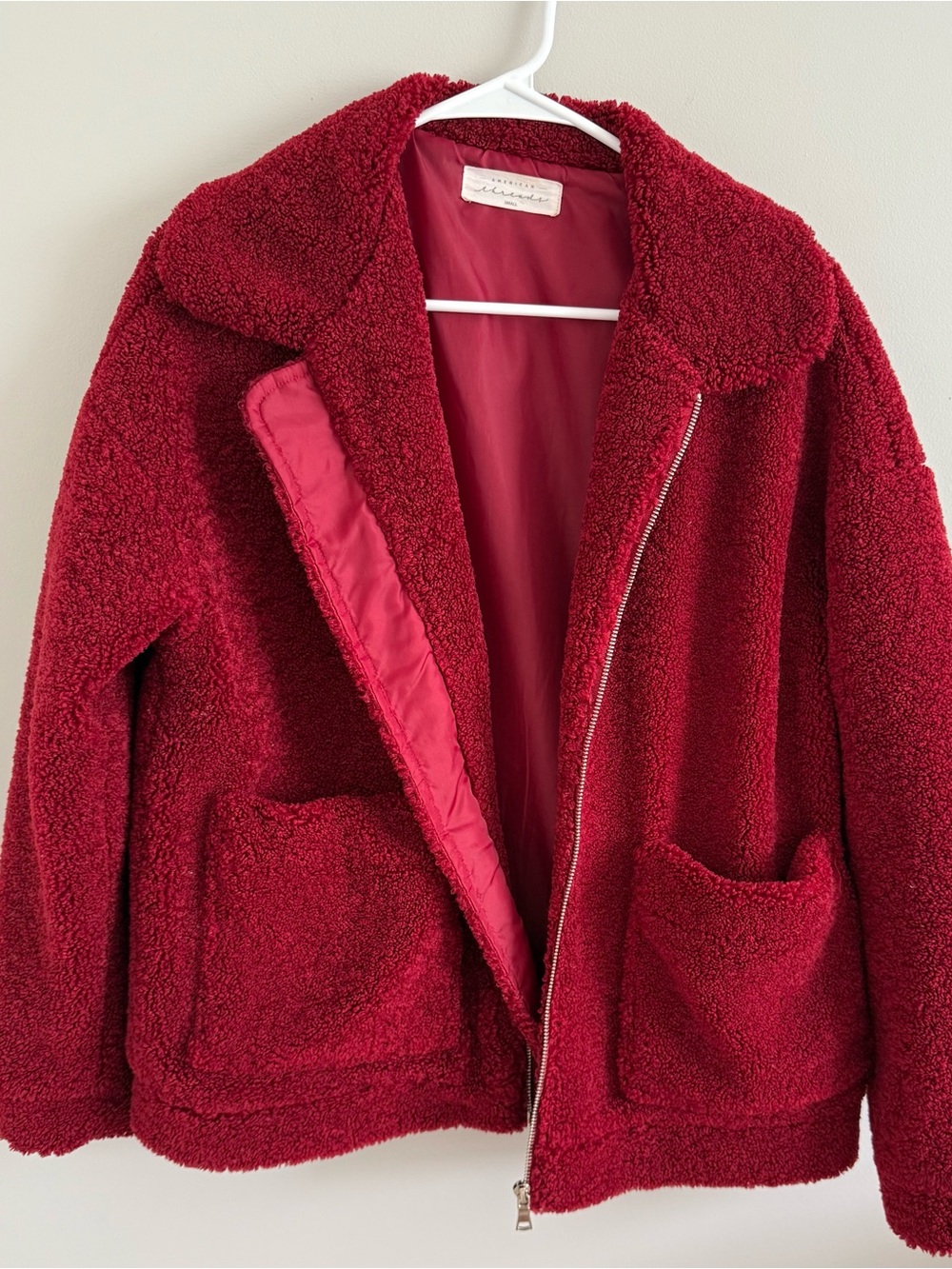 American Threads Plush Teddy Jacket in Rich Red